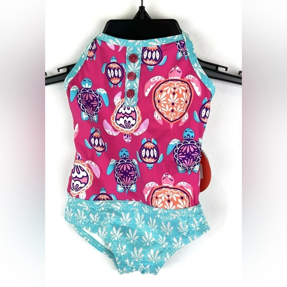 Hatley Girl’s Pink/Blue Low Back One Piece Swimsuit Size 2 Years